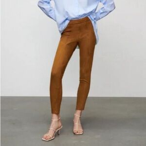 Zara Brown Suede Ankle-Length Women's Pants